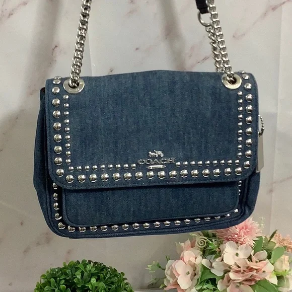 NWT Coach Denim XBody Silver Rivets - Picture 7 of 10